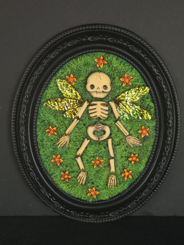 Skele-Fairy Framed Sculpture OOAK