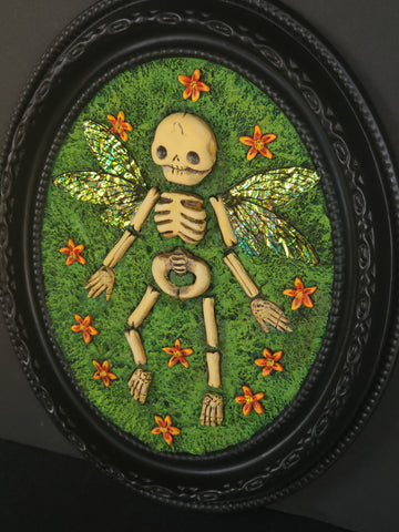 Skele-Fairy Framed Sculpture OOAK