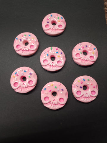 Pink Sprinkles Donut Skull Pin