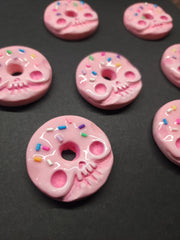 Pink Sprinkles Donut Skull Pin