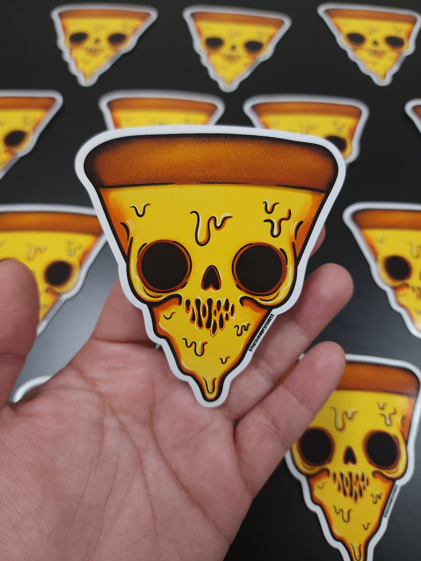 Skull Pizza Sticker 3.5 Inch