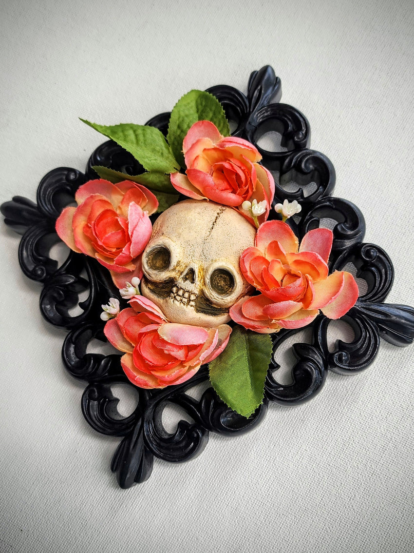 Ornate Skull Flower Frame