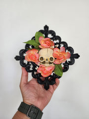 Ornate Skull Flower Frame