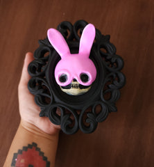 Pink Bunny Skull Ornate Frame