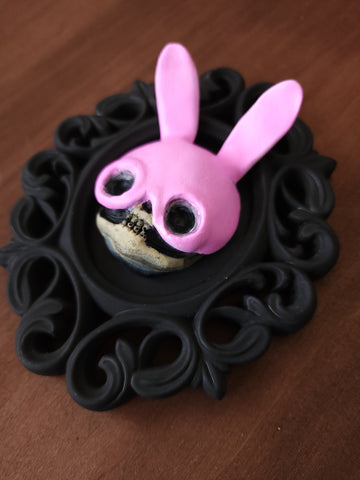 Pink Bunny Skull Ornate Frame
