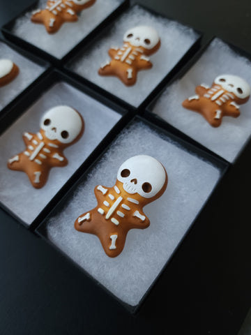 Gingerbread Skelly Resin Pin