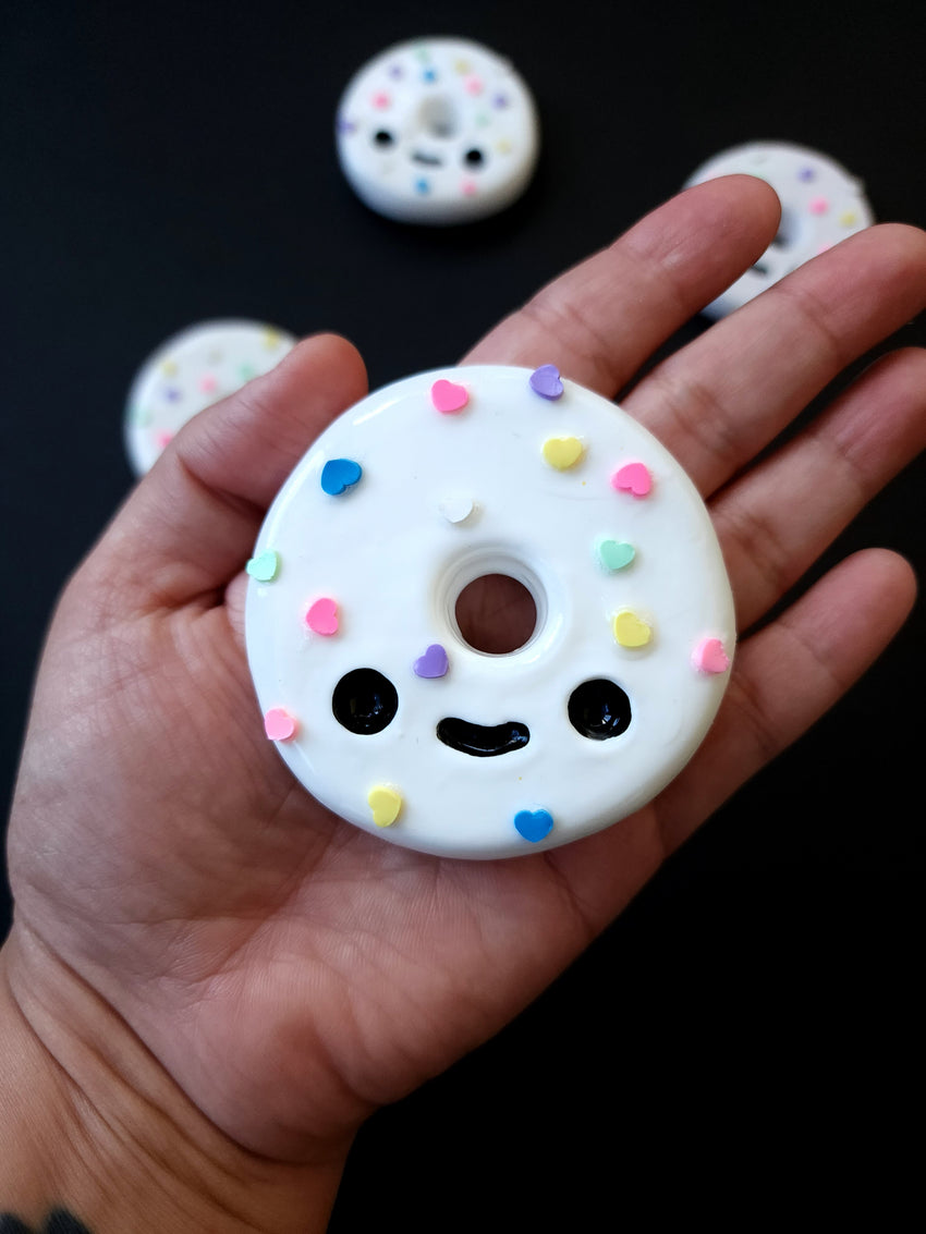 Donut White Heart Sprinkles Magnet