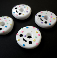 Donut White Heart Sprinkles Magnet